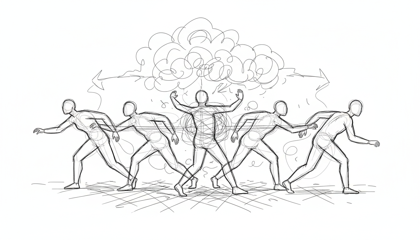 右往左往とは「混乱してうろうろする様子」のこと